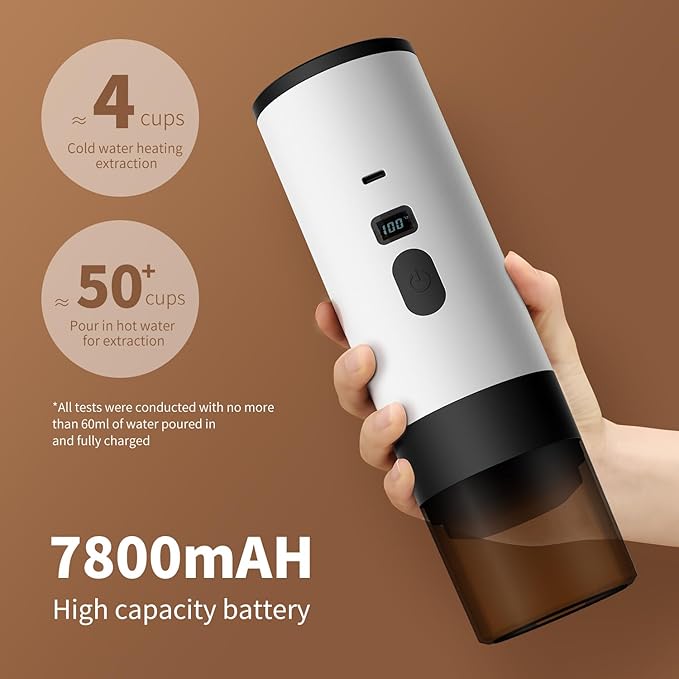 3-in-1 Portable Coffee Maker, 15 Bar Portable Espresso Machine with LED Display and 90ml Sink, Compatible with Ground Coffee & Capsules(Ns&DG) for RV, Hiking, Office, Auto-Heating, USB-C (Orange)