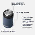 YETI Rambler 12 oz. Colster Can Insulator for Standard Size Cans, Navy/White/Badge