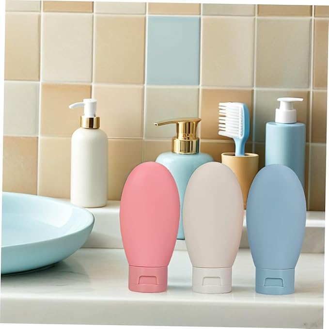 SEWACC 6pcs 60ml Travel Squeeze Bottles for Shampoo and Lotion Refillable Leak-proof Plastic Containers with Flip Caps for Bathroom and Travel Use