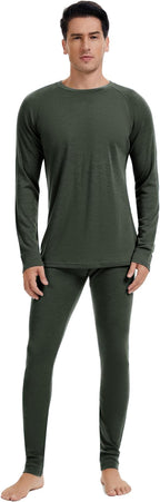 Men's 100% Merino Wool Base Layer Sets Lightweight Active Base Layer for Ski