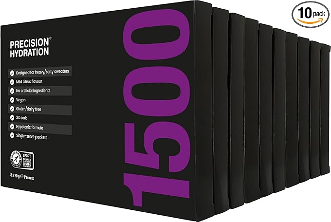 Precision Hydration Electrolyte Powder - No Artificial Ingredients,Multi Strength Hydration Packets - Individual Waterproof Servings - Gluten Free,(10 Boxes (80 Packets,1500mg/L- Purple)