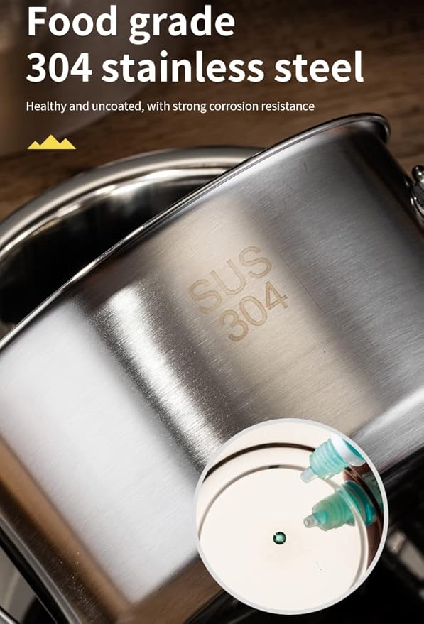 304 Stainless Steel Camping Cookware Set, Pots and Pans for Campfire Cooking, Includes Travel Tote Bag for 4-6 People