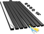 Yecaye Cord Hider, 113in Medium Cord Covers for Wires on Wall, Cord Organizer for 2-3 Wires, Easy Install Cable Management Kit, TV Cable Hider for Home Office, W0.95in H0.55in, Black