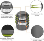 Odoland 16pcs Camping Cookware Mess Kit, Lightweight Pot Pan Mini Stove with 2 Cups, Fork Spoon Kits for Backpacking, Outdoor Camping Hiking and Picnic