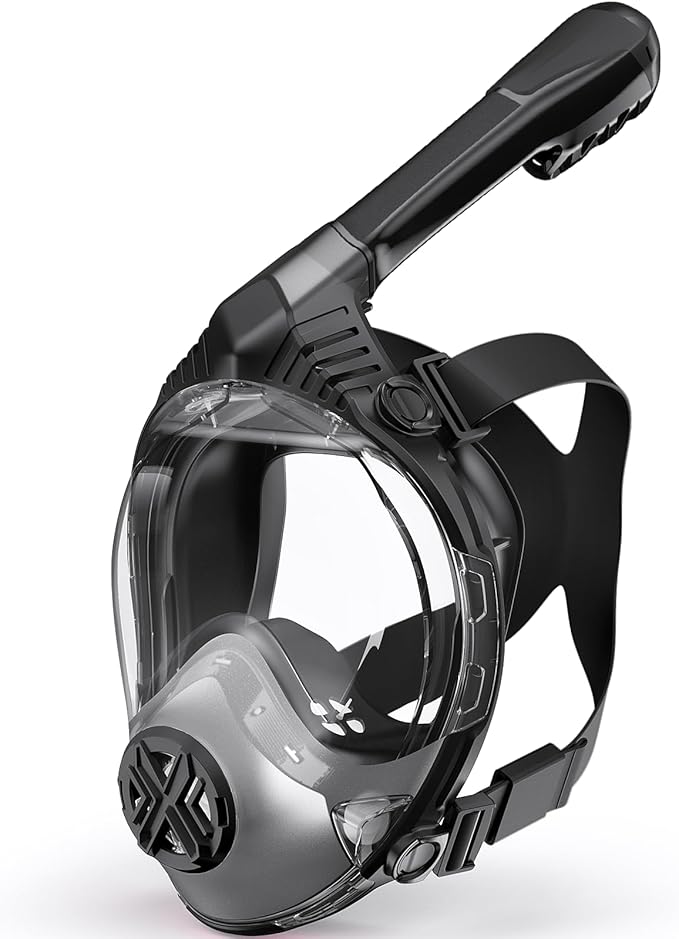 Full Face Snorkel Mask- Snorkeling Gear for Adults with Safe Dry Top Breathing System, Latest Foldable Panoramic View Snorkeling Mask for Men and Women, Anti Fog Anti Leak
