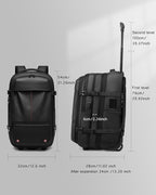 Fiordcase Vacuum Rolling Backpack with Vacuum System, Pump and Charging Port, Carry On Luggage with Vacuum Seal Bag, Wheels, TSA Lock, Travel Suitcase with Vacuum Compression Bag for 17" Laptop