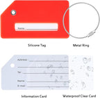 10 Pack Silicone Luggage Tag for Suitcases with Stainless Loop, TSA Approved, Privacy Protection Travel Essentials Bag Tags by Gostwo, Red