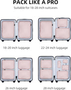 6 Set Compression Packing Cubes, Suitcase Storage Bags for Clothes and Travel Essentials (Dusty Pink)