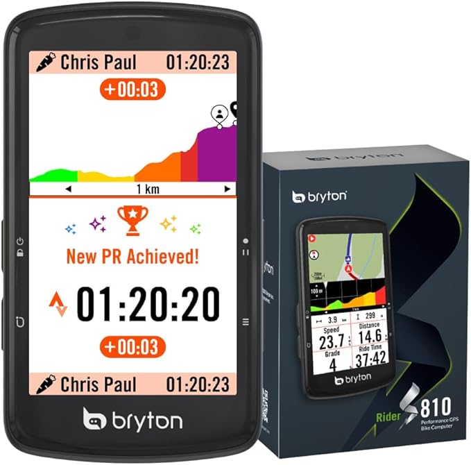 Bryton Rider S810 3.5 Inch Color Touchscreen GPS Bike/Cycling Computer, 50H Battery Life, Offline Maps & Navigation, Advanced Climb Challenge 2.0, Live Tracking (Rider S810E (Device Only))