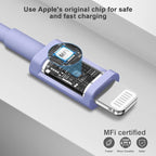iPhone Fast Charger 3+3Pack 20W USB C Wall Charger with 10FT Fast Charging Cable Compatible with iPhone 14/13/12/11/Pro/Pro Max-Purple