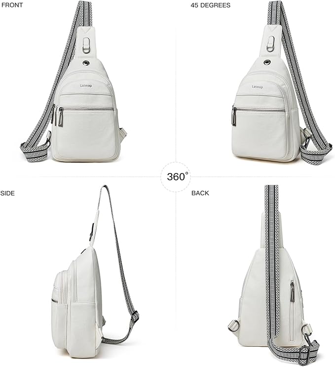 7L Sling Bag For Women Faux Leather Anti Theft Small Casual Daypack Backpack Fanny Pack Crossbody Chest Bags Purse Waterproof Beige