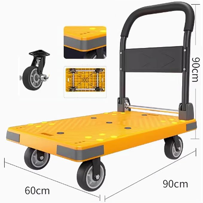 Foldable Hand Cart, Flatbed Trolley with Swivel Wheels, Versatile Moving n for Office Use, Portable for Easy Transport