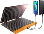 20W Small Solar Panel Charger 5V USB-A USB-C Foldable Portable Lightweight ETFE Power Emergency Panel IP67 Waterproof Hiking Camping Backpacking for Phones Tablets Power Bank