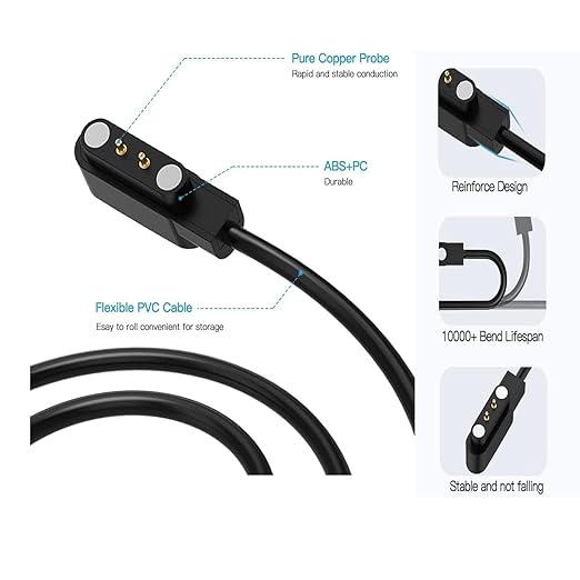 Acediar [2-Pack] 3.3FT Smart Watch Charger Magnetic USB Charging Cable for Letsfit Willful YAMAY SW023 ID205L SW021 ID205U ID205S SW025 Uwatch 3S