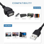 Smays Short USB Extension Cable 10-Pack Bulk, Male to Female, 1.6 ft USB-A 2.0 Extender Cord