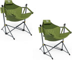 TIMBER RIDGE Hammock Camping Chair with Adjustable Backrest, Heavy Duty Folding Hammock Chair Supports 300lbs, Portable Hammock Chair for Camping, Travelling and Patio, Green 2 Pack
