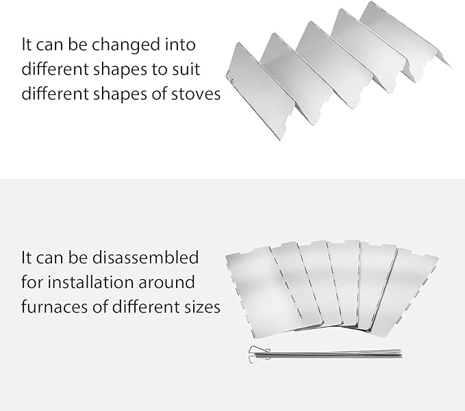 Folding Camping Stove Windscreen 12 Plates Aluminum Camping Stove Windshield with Carrying Bag Portable Camp Stove Wind Screen Outdoor Cooker Butane Burner Wind Shield