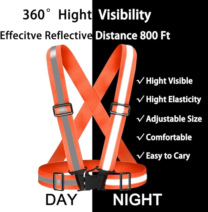 High Visibility Reflective Vest Safety Vest Running Reflective Gear Adjustable Reflective Vest for Walking,Jogging,Hiking,Night Cycling