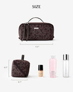 EACHY Travel Makeup Bag, Large Toiletry Bag for Women, Flat-Opening Organizer Pouch with Compartments