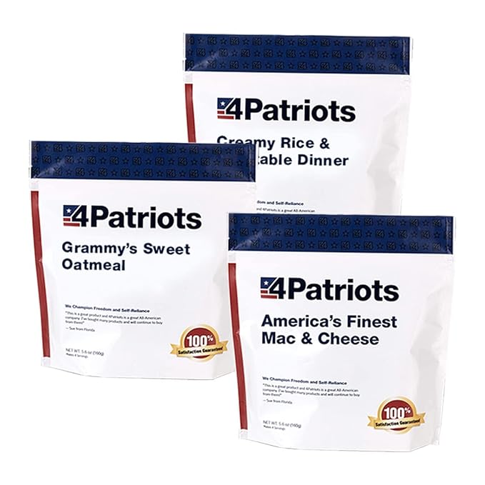 4Patriots 4-Week Kit + 72-Hour Kit Survival Food Bundle: Designed to Last 25 Years, 212 Servings