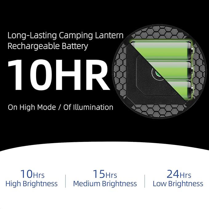 Tent Light Hanging for Camping,Bright LED Rechargeable Portable Lantern for Vendor Booths,Waterproof Outdoor Lights with Battery Power, Camp Lamp Light with Magnet for Outdoor Glamping(Black)