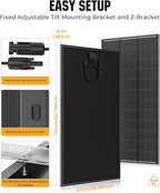 18BB 800 Watt Solar Panel, 4pcs 200W N-Type Solar Panels, 25% High-Efficiency Monocrystalline Module PV, for 12V/24V Battery, Home, Trailer, Camping, Marine, Boat, Farm, RV and Off-Grid