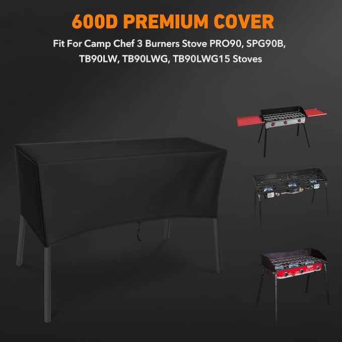 Heavy-Duty Patio Cover Fits Camp Chef 3 Burners Stove PRO90, SPG90B, TB90LW, TB90LWG, TB90LWG15