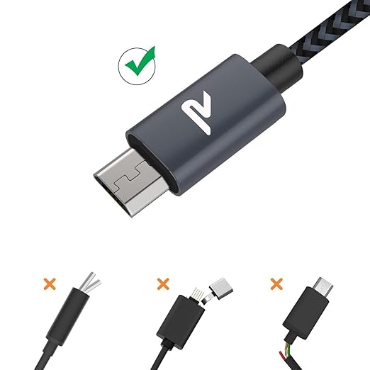 RAMPOW Micro USB Cable 10ft, Extra Long Charging Cord, QC 3.0 Fast Charge & Sync USB Cable, Braided Android Charger Cable for Samsung Galaxy S7 Edge S6 S5, Moto, LG G4, HTC - Space Gray