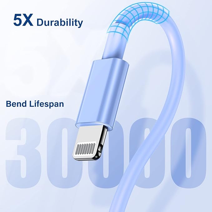 3Pack USB A to Lightning Cable 6FT, Fast Charging Cord for iPhone 14, Replacement for Apple Original Charger Cable for iPhone 14 13 12 11 Pro 11 XS MAX XR 8，Blue