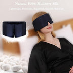 Mulberry Silk Sleep Mask – 100% Silk Sleep Masks for Women, Anti-Wrinkle, Light Blocking Eye Cover, Adjustable for Travel & Beauty (Navy)