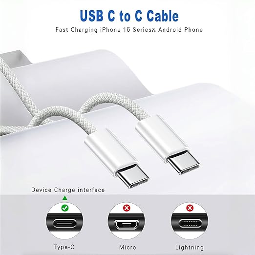iPhone 17 Charger Fast Charging,iPhone USB C Fast Charger & 2Pack 3FT Type C USBC to C Woven Cable Cord for Apple iPhone 17/17 Pro Max/17 Pro/Air/16 Pro Max/16 Plus/15,iPad Pro/Air/Mini,iPad 11th/A16