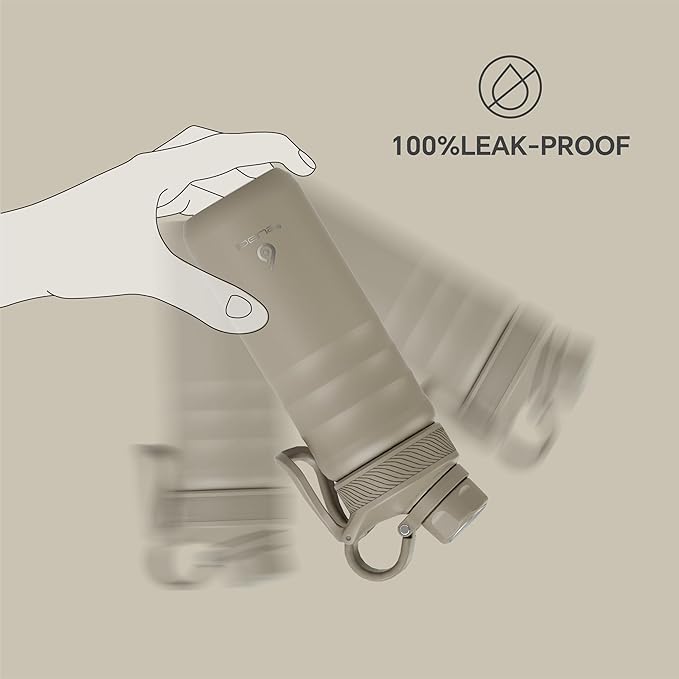 IDEUS Insulated Stainless Steel Water Bottle with 2 Leak-Proof Lids, Thermal Water Flask for Hiking Biking, 18oz, Celadon