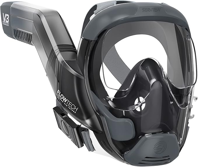 Seaview 180 V3 Full Face Snorkel Mask Adult- The V3 is The Perfect Snorkeling Gear for Adults- Snorkel Mask with 180 Panoramic Viewing and Up to 600% Easier Breathing- Patented Flowtech Air Intake