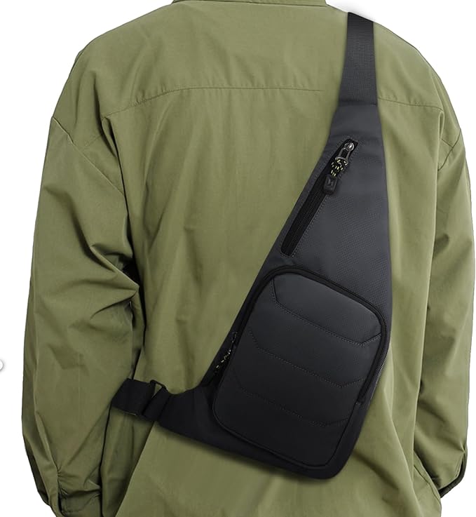 Peicees Sling Bag for Men Women Shoulder Bag Backpack Strap Pockets Chest Bag for Running Hiking Camping Exercise Outdoor