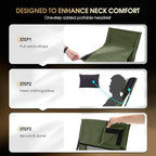 MOON LENCE Oversized Camping Chair for Adults, Height Adjustable High-Back Folding Camping Chair with 400 lbs Capacity, Hidden Pillow Pocket and Wide Seat for Camping, Hiking, Picnics, Green