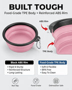 Collapsible Dog Bowls for Travel, 2-Pack Dog Portable Water Bowl for Dogs Cats Pet Foldable Feeding Watering Dish for Traveling Camping with Carabiners, BPA Free (Purple&Pink, Medium (Pack of 2))