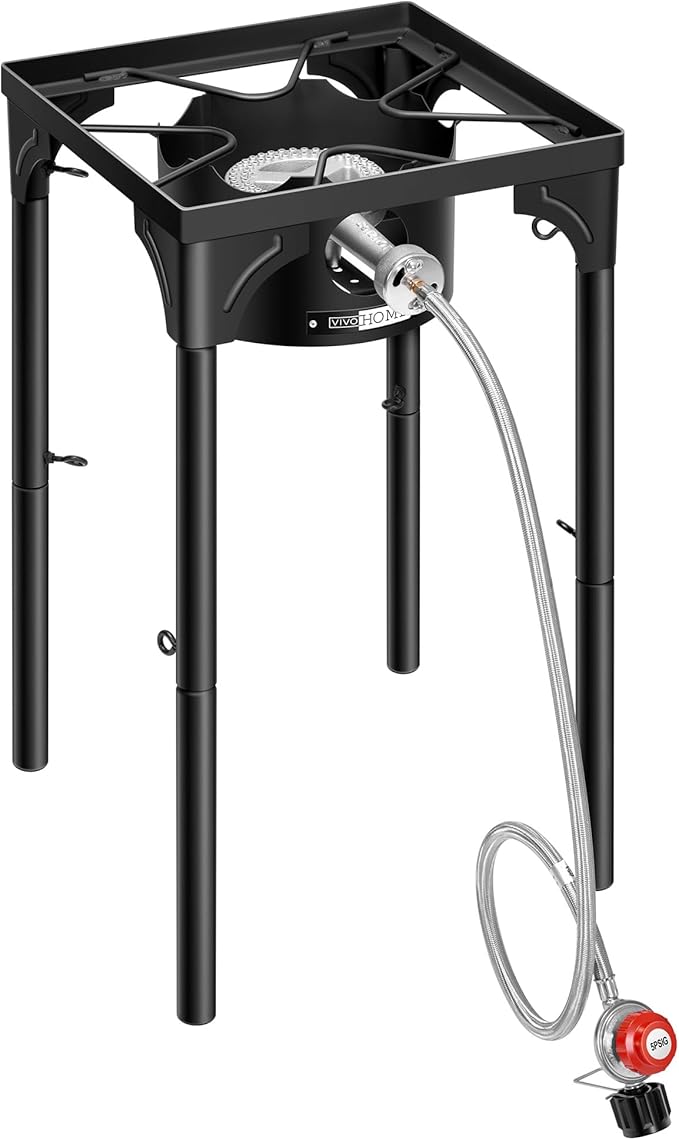 VIVOHOME 100,000 BTU Single Burner Propane Gas Stove, Portable Outdoor Camping Stove with Adjustable Legs, High-Power Cooking Stove for Camping, Backpacking, Backyard, Tailgating