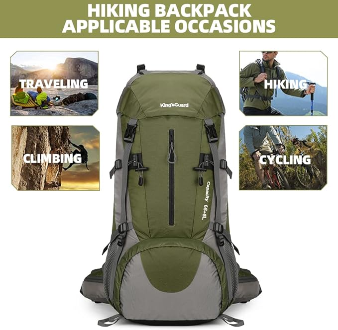 70L Camping Hiking Backpack with Rain Cover Waterproof Backpacking Backpack for Hiking Treeking Climbing Outdoor