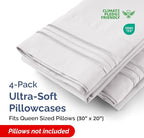 Pillowcases - Ultra Soft Hotel Quality Pillowcase Covers - Comfy, Cozy & Wrinkle Free - Shrinkage and Fade Resistant - Machine Washable Pillow Protectors - (Queen, French Grey, 4 Piece Set)