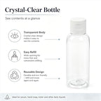 TRENDBOX 6 Pack Plastic Empty Bottles with Flip Cap for Shampoo, Lotions, Liquid Body Soap, Cream (2 oz / 60 ml)