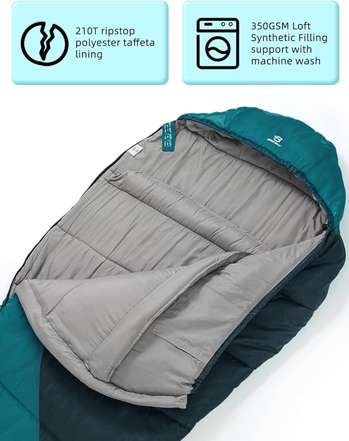Bessport Mummy Sleeping Bag | 15-45 ℉ Extreme 3-4 Season Sleeping Bag for Adults Cold Weather– Warm and Washable, for Hiking Traveling & Outdoor Activities