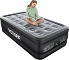 Air Mattress Twin with Built in Pump,18” Raised Blow Up Mattress,Inflatable Mattress in 2 Mins,Single Twin Size Air Mattress for Home,Floor&Camping, Air Bed for Adults,330LB Max,Black