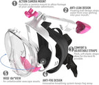 G2RISE Full Face Snorkel Mask Adults Snorkeling Set Gear for Kids with Detachable Camera Mount, Safe Breathing, Anti Fog Anti Leak