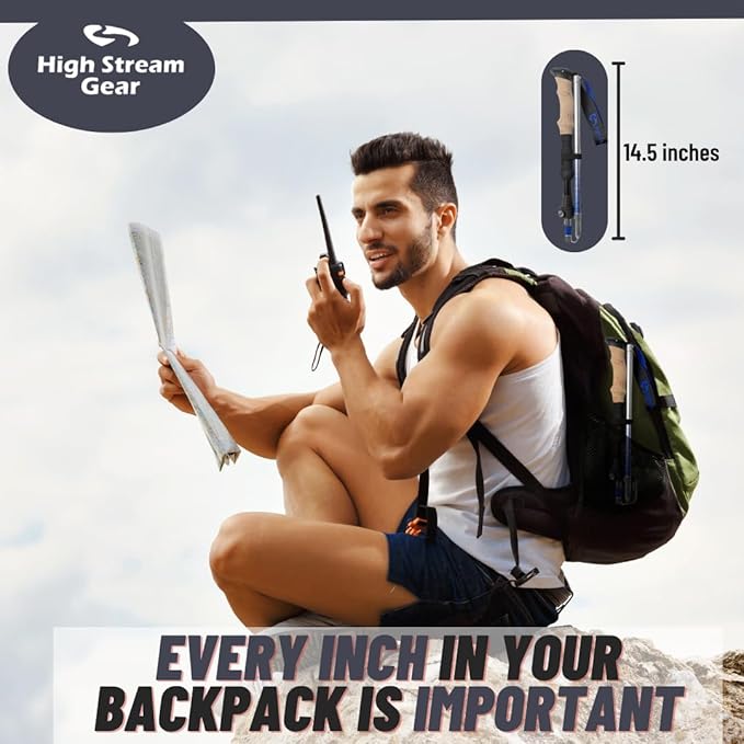 Walking Sticks for Men & Women - 14.5" Foldable Hiking Poles for Backpacking, Exercising and Traveling, Set of 2 Aluminum Nordic Collapsible Trekking Poles