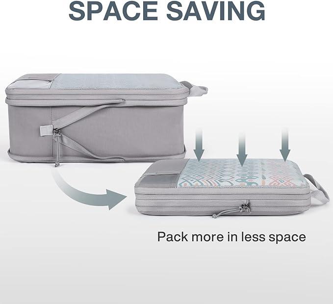 BAGSMART 6 Set /4 Set/2 Set Compression Packing Cubes for Travel, Lightweight Luggage Organizer Bags, Durable Space Saver Bags Travel Essentials