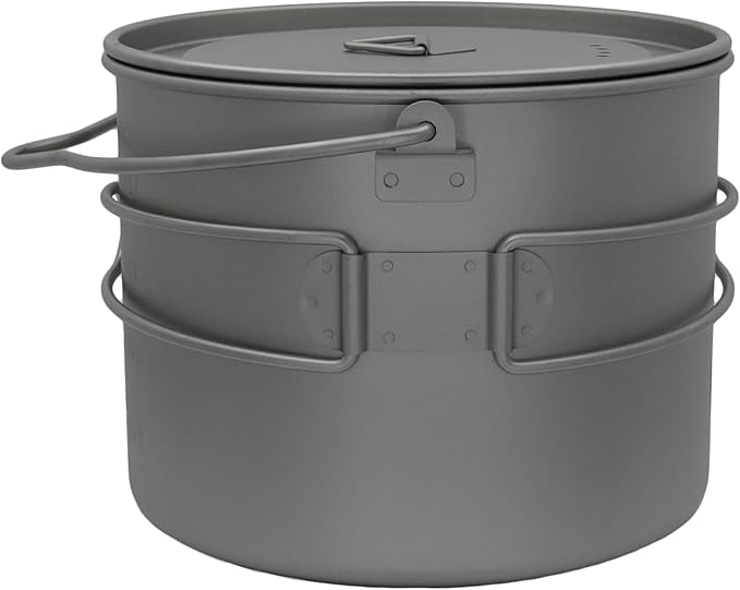 Kuvik 1600ml (54 oz) Titanium Pot with Bail Handle - Ultralight and Compact Pot for Backpacking, Camping, and Survival