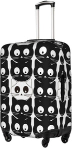 Travel Luggage Cover Suitcase Protector, Black White Cats Washable Elastic Stretch Double-sided Anti-scratch Baggage Cover Protector with Concealed Zipper for Wheeled Suitcase Fits 18-21 Inch Luggage
