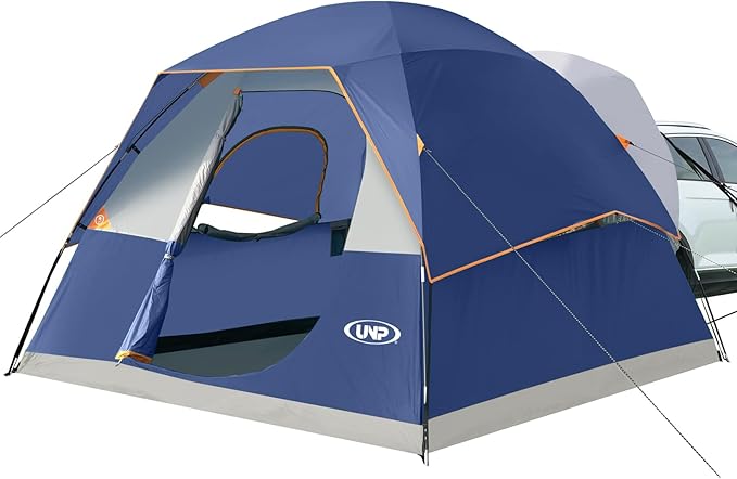 UNP SUV Dome Tent for Camping, Outdoor 6 Person Car Camping Tent, Easy Set Up SUV Tailgate Tent with Rainfly 10' x 10' Vehicle Camping Tent