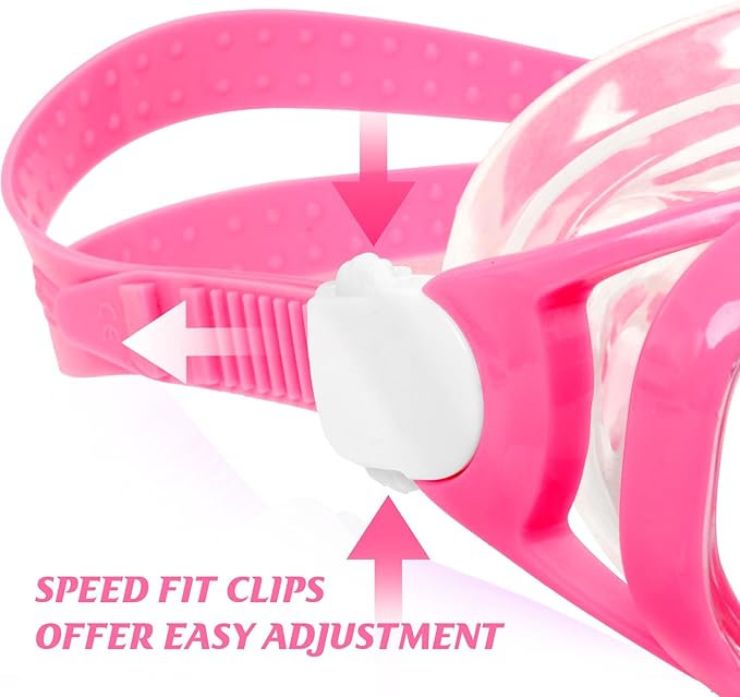 Kids Swim Goggles Snorkel Diving Mask for Boys Girls Ages 5-15, Two-Color Anti-Fog Swimming Goggles with Nose Cover