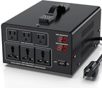 3000W Voltage Converter Transformer Step Up 110V/120V to220V/240V or Step Down 220V to 110V AC Power Converte, Circuit Breaker Protection, 3 US sockets, 3 Universal sockets, LCD Display